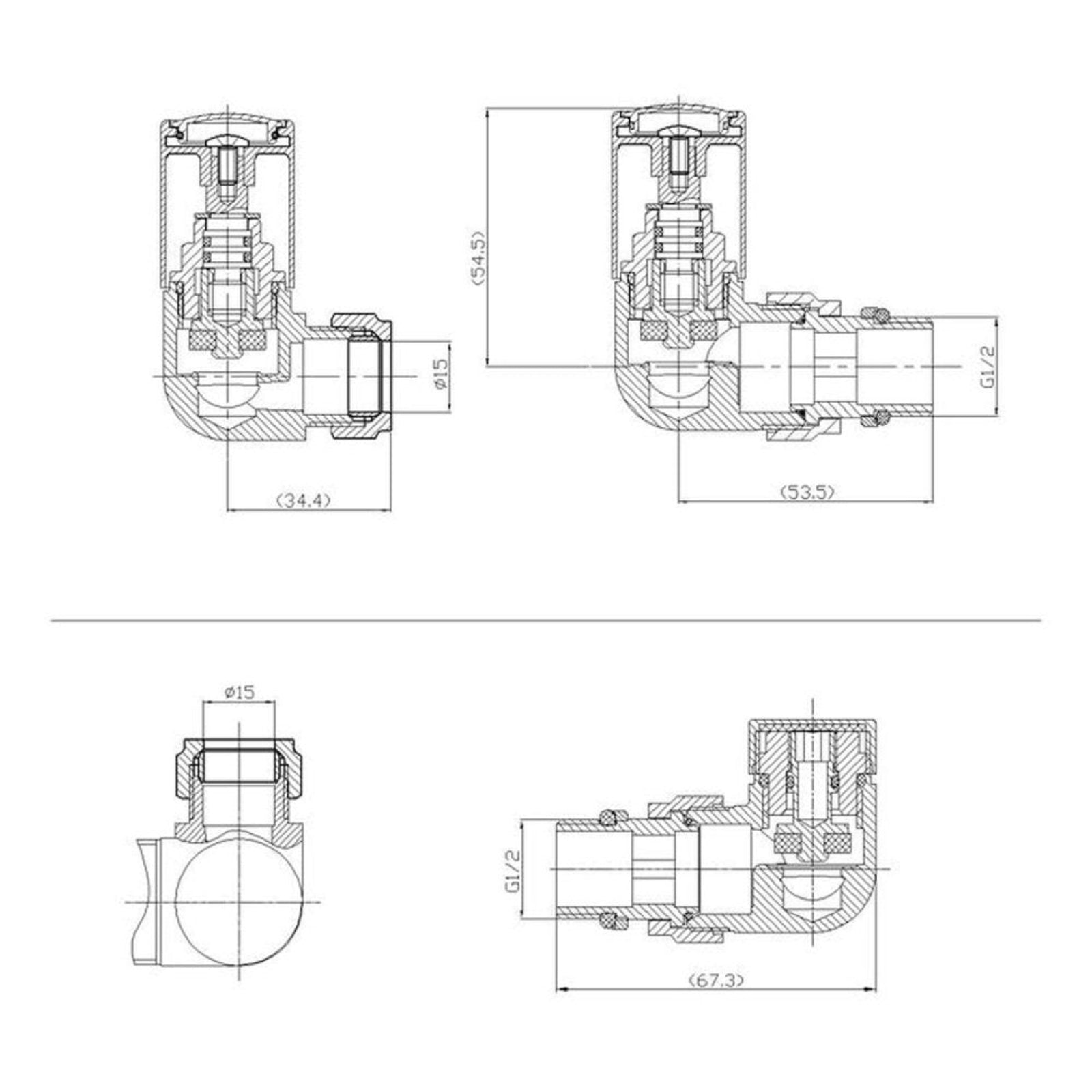 Hudson Reed Chrome Corner Minimalist Dual Fuel Radiator Valves Pack HT309