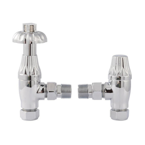 Hudson Reed Chrome Angled Thermostatic Radiator Valves & Lockshield RV007