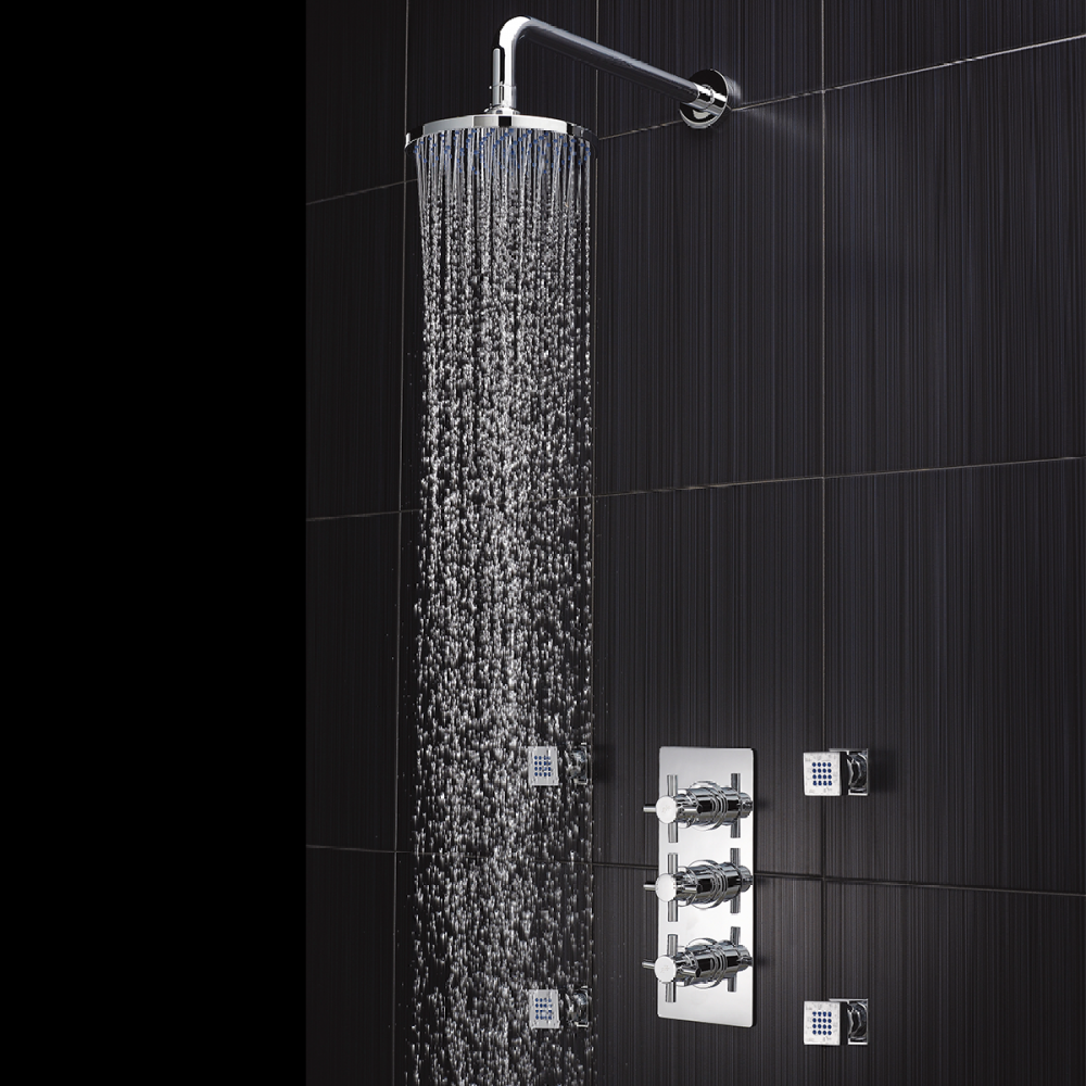 Torc Concealed Crosshead Chrome Thermostatic Shower with Body Jets