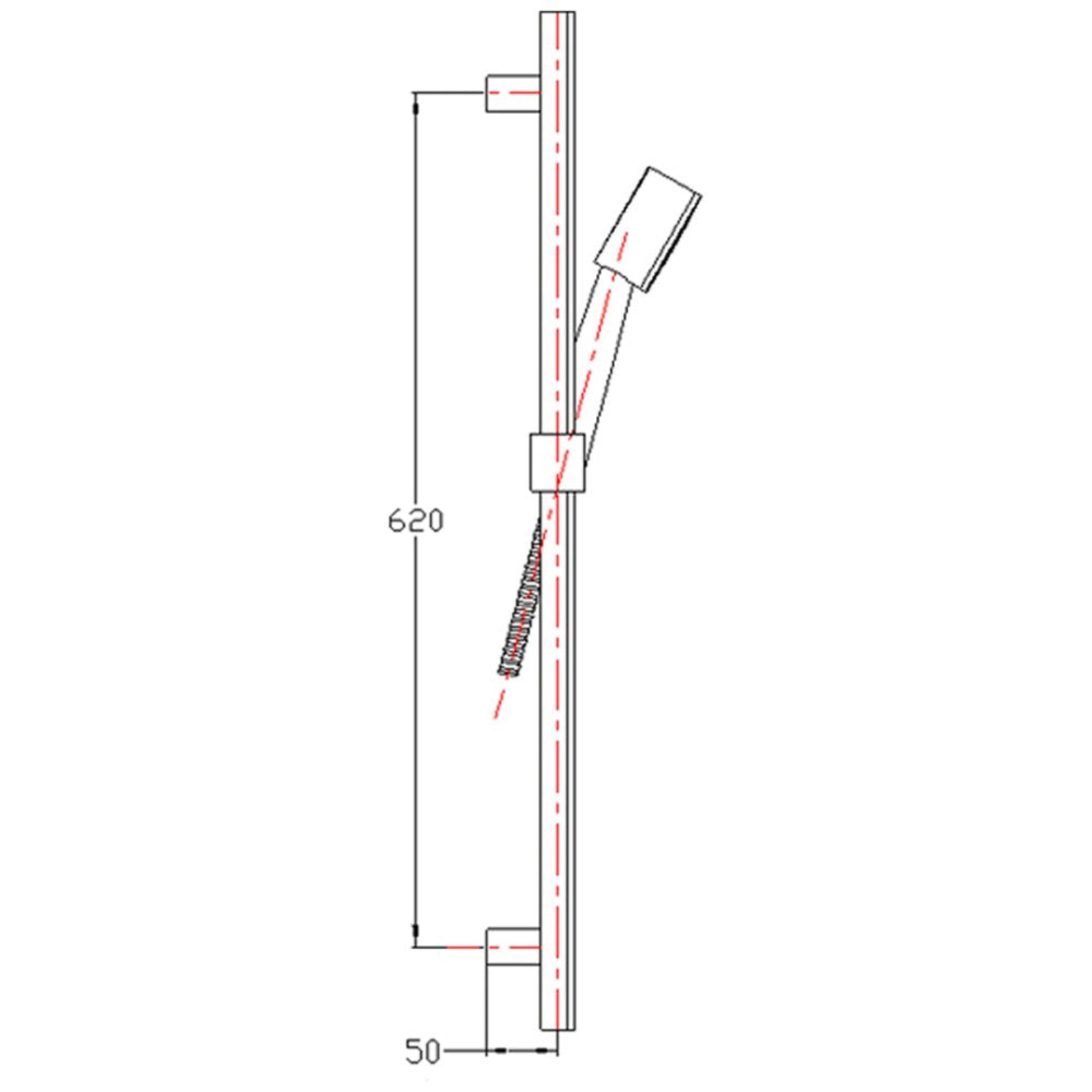 Astini Chrome Plated Brass Square Slide Rail Kit & Hose B8010