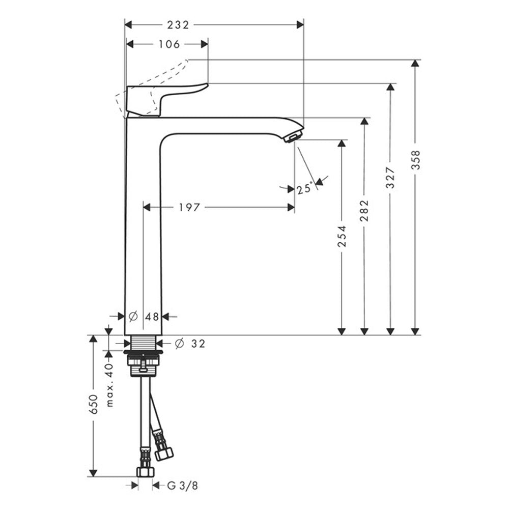 Hansgrohe Metris Chrome Single Lever Basin Mixer Tap 260 Without Waste