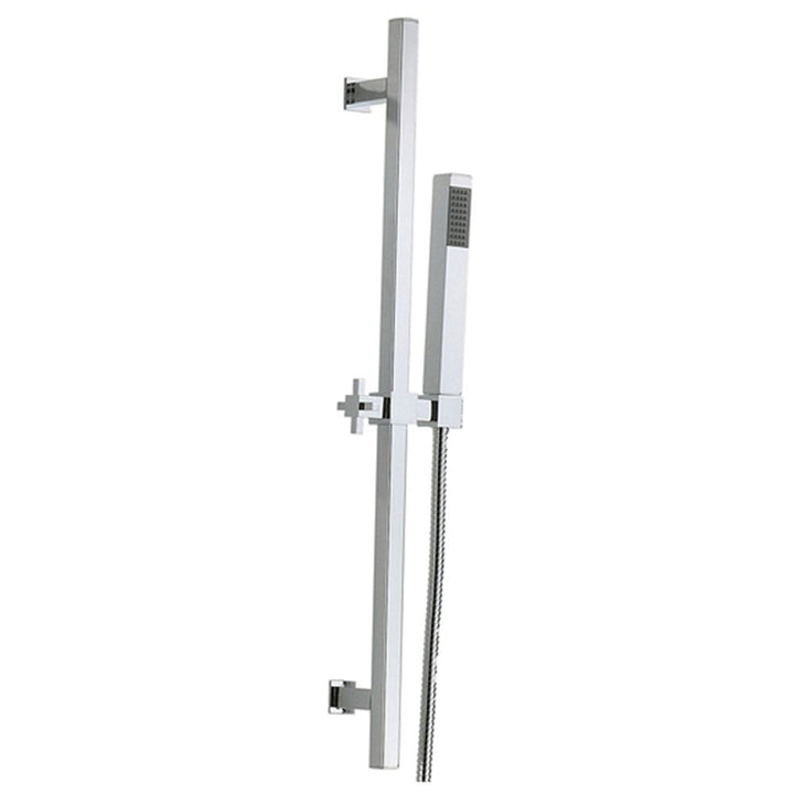 Chrome shower head with long handheld hose