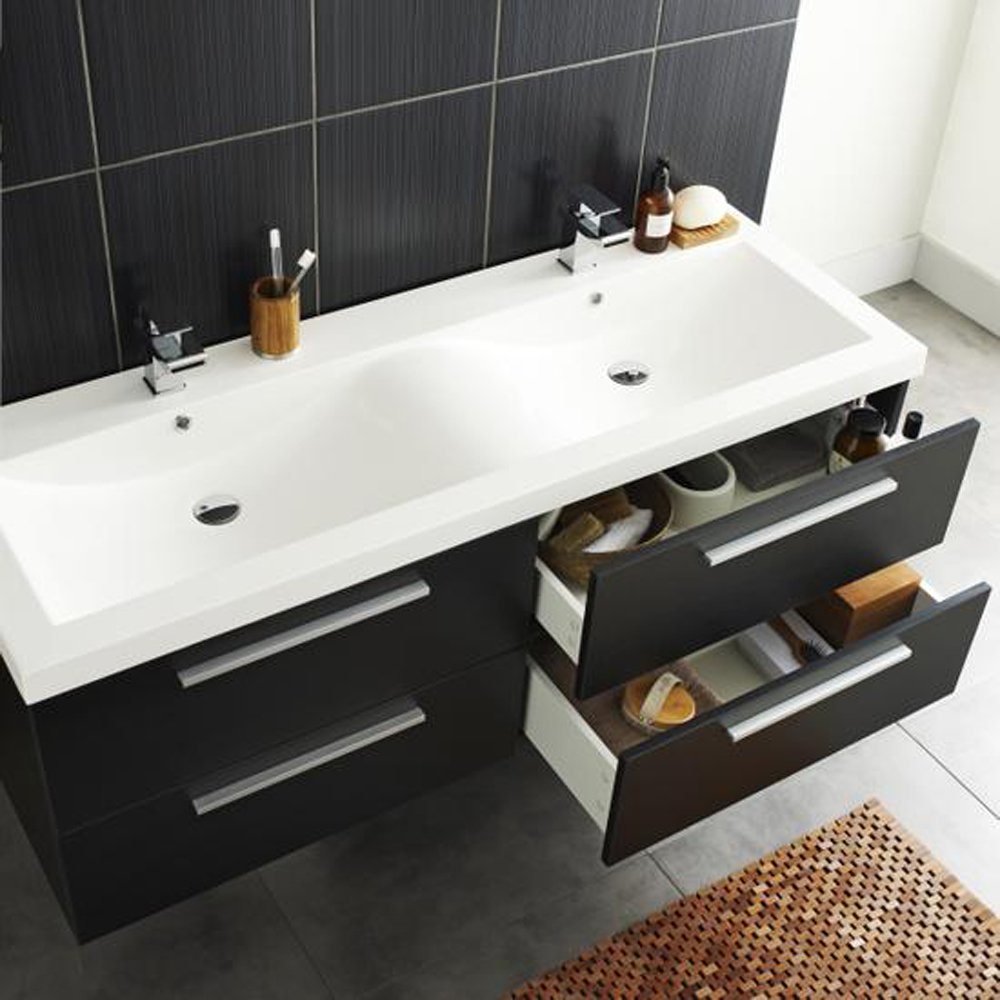 Octans Gloss Graphite 4 Drawer Bathroom Cabinet & Basin