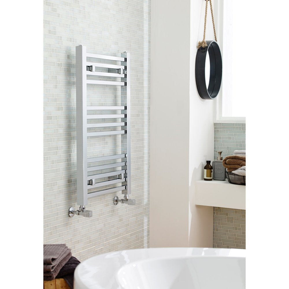 Nuie Chrome 800x500mm Chrome 550W Square Ladder Heated Towel Rail MTY108