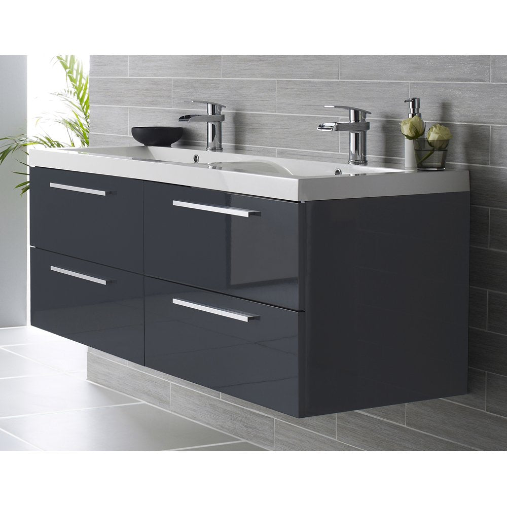 Octans Gloss Graphite 4 Drawer Bathroom Cabinet & Basin