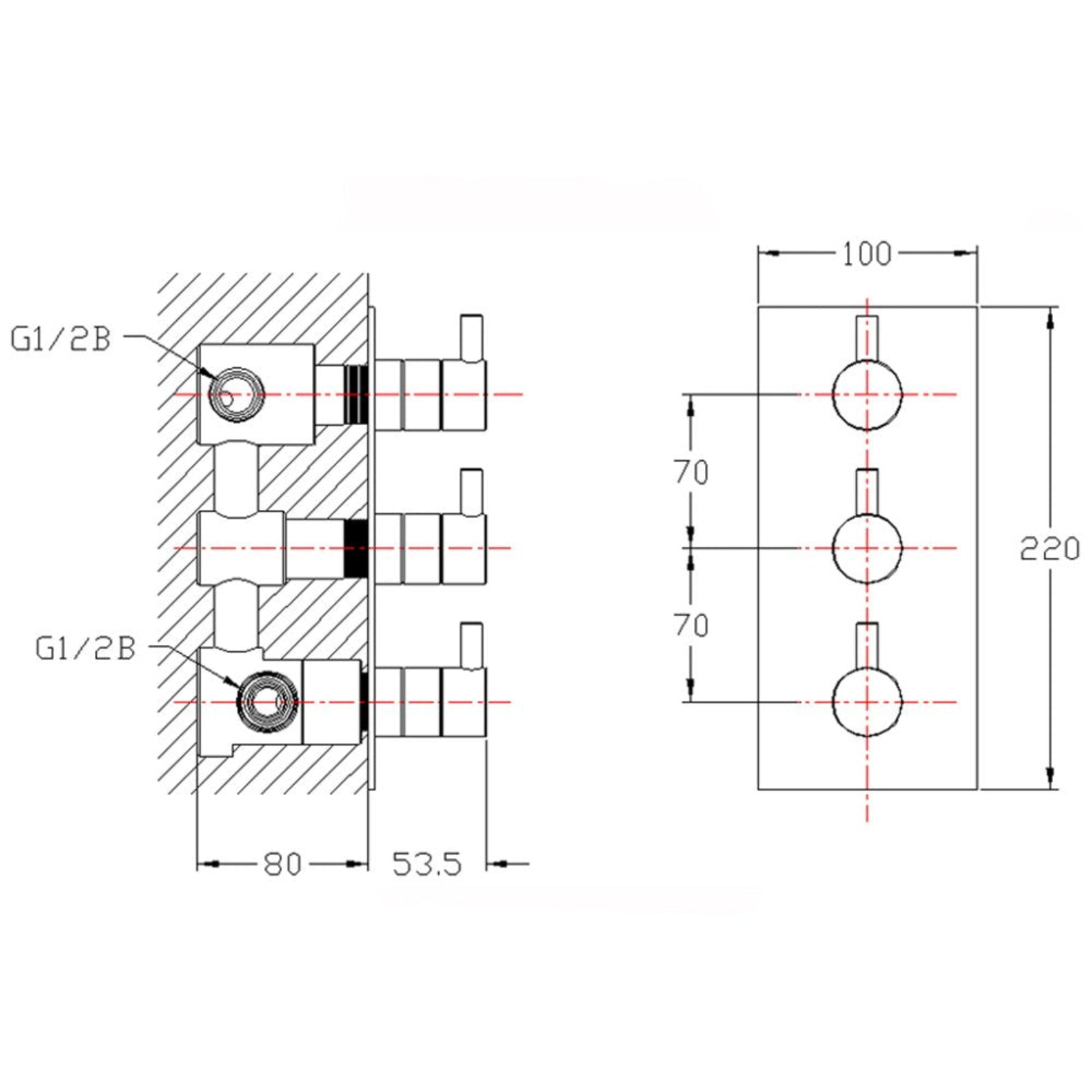 Astini Esprit Thermostatic Concealed 3 Way Shower Mixer Valve
