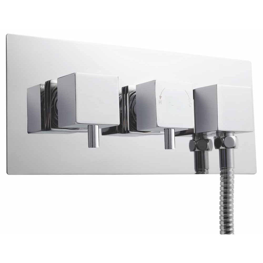 Nuie Chrome Volt Twin Thermostatic Shower Valve With Diverter - A3077