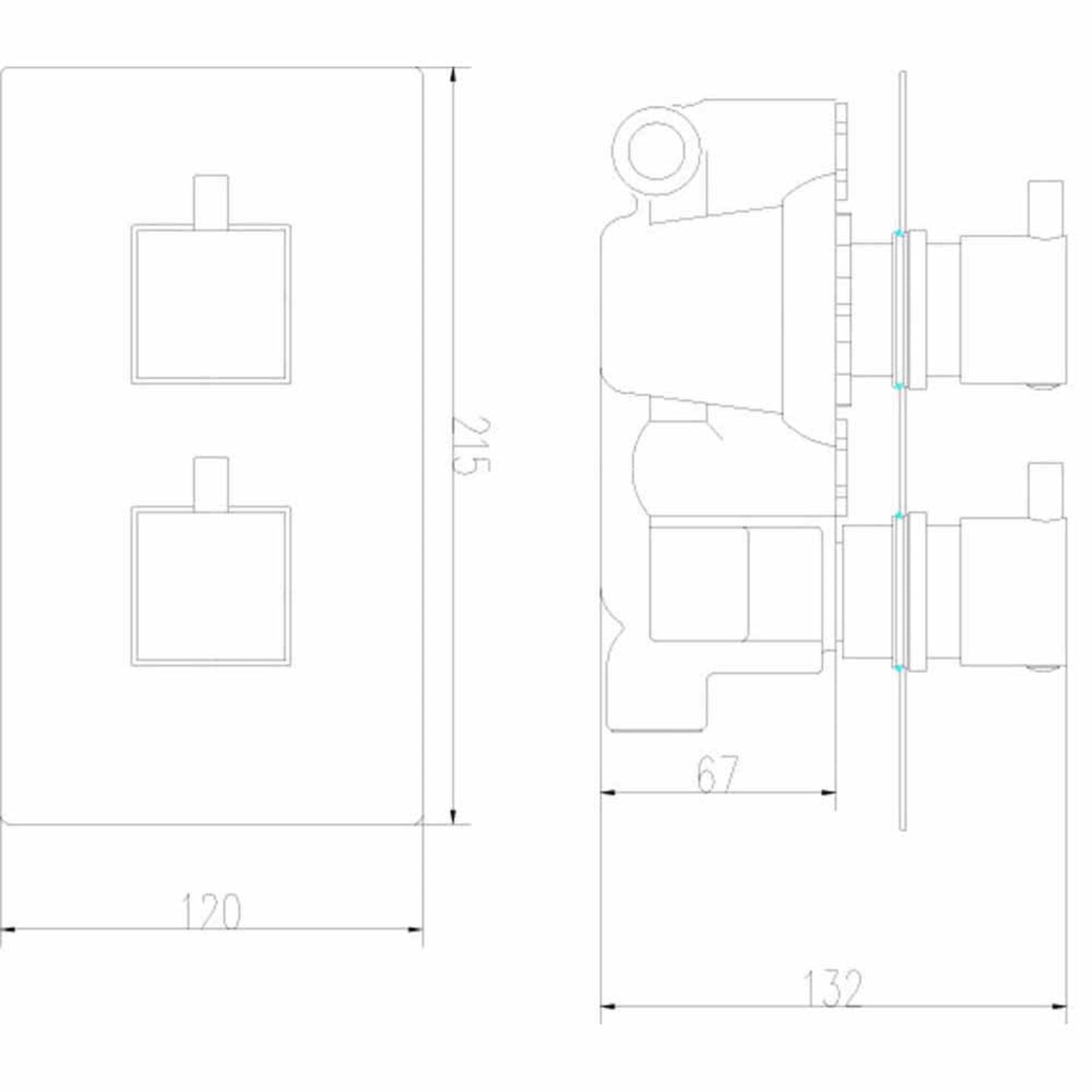Nuie Chrome Volt Twin Thermostatic Shower Valve With Diverter - JTY302