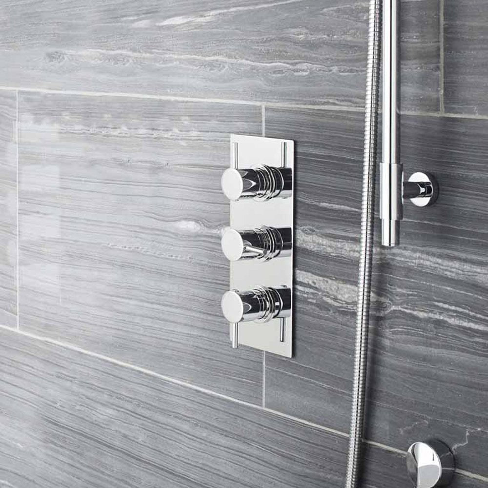 Nuie Chrome Quest Triple Thermostatic Shower Valve With Diverter - QUEV56