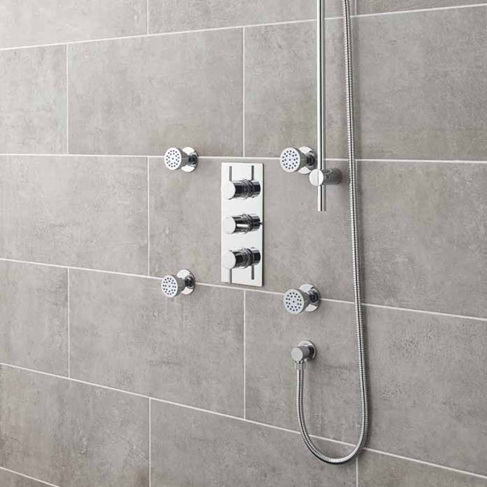 Nuie Chrome Quest Triple Thermostatic Shower Valve With Diverter - QUEV56