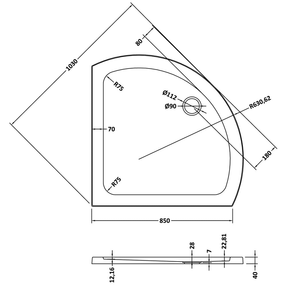 Nuie Pearlstone Single Entry Low Profile Shower Tray 860x860mm - NTP090