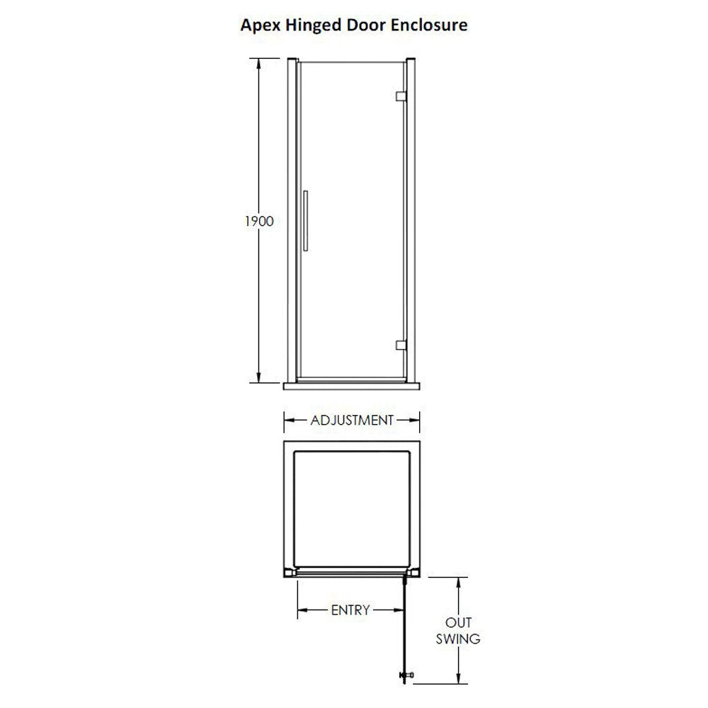 Hudson Reed Apex Hinged Door 900mm - MH90-E8