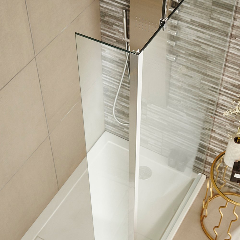 Hudson Reed Wetroom Shower Return Screen 215mm with Chrome Support Bar - WRSB250