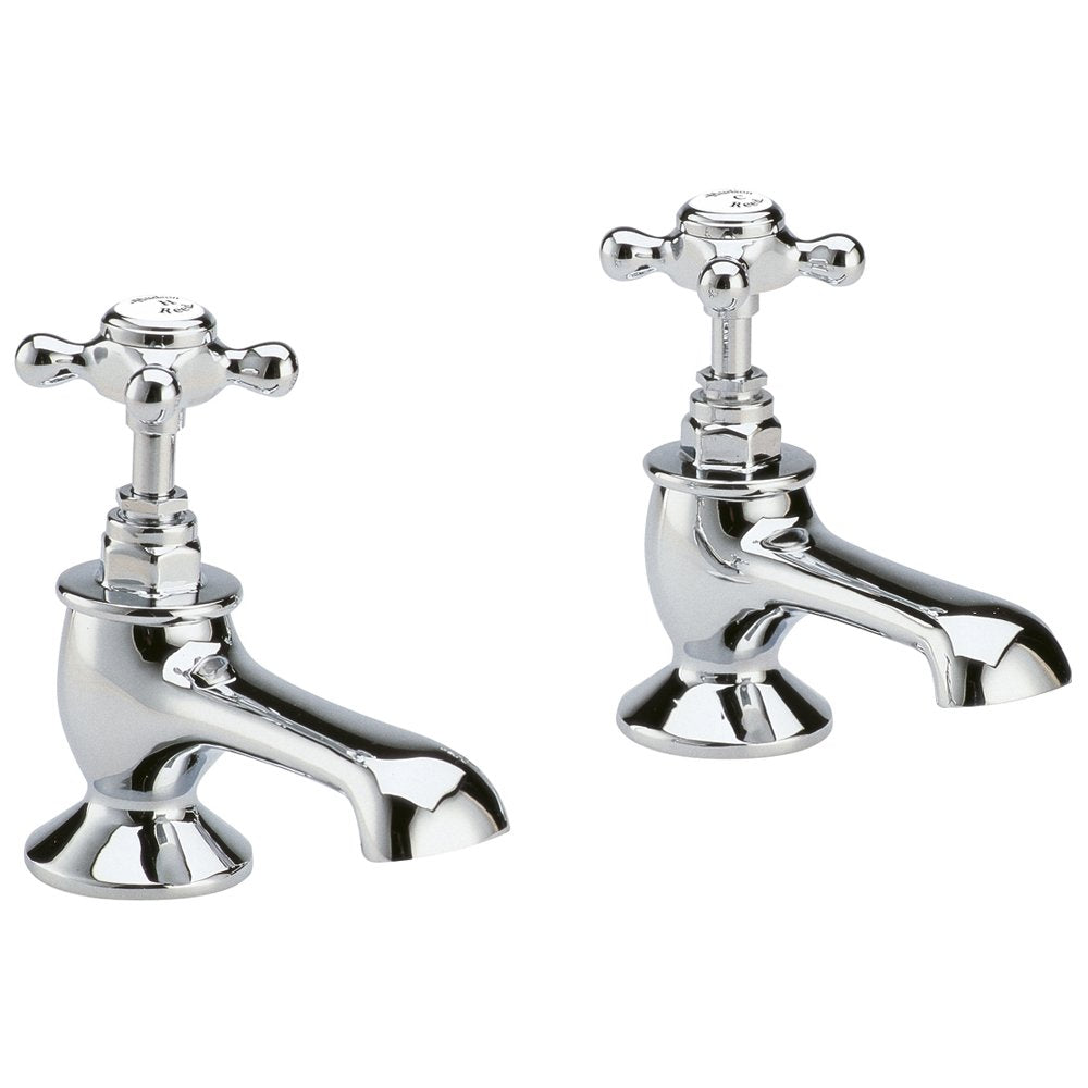 Hudson Reed Topaz White Crosshead Hexagonal Collar Bath Taps - BC302HX