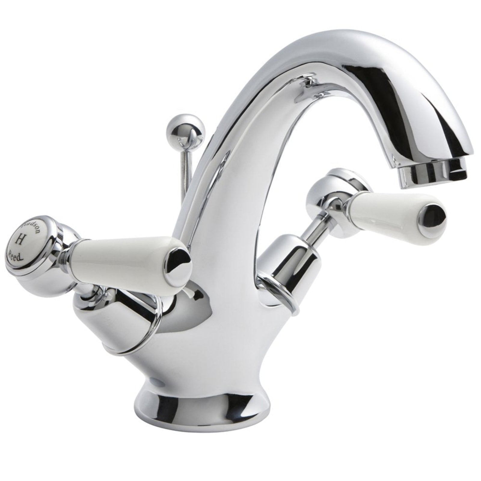 Hudson Reed Topaz White Lever Dome Collar Basin Mixer Tap - BC305DL