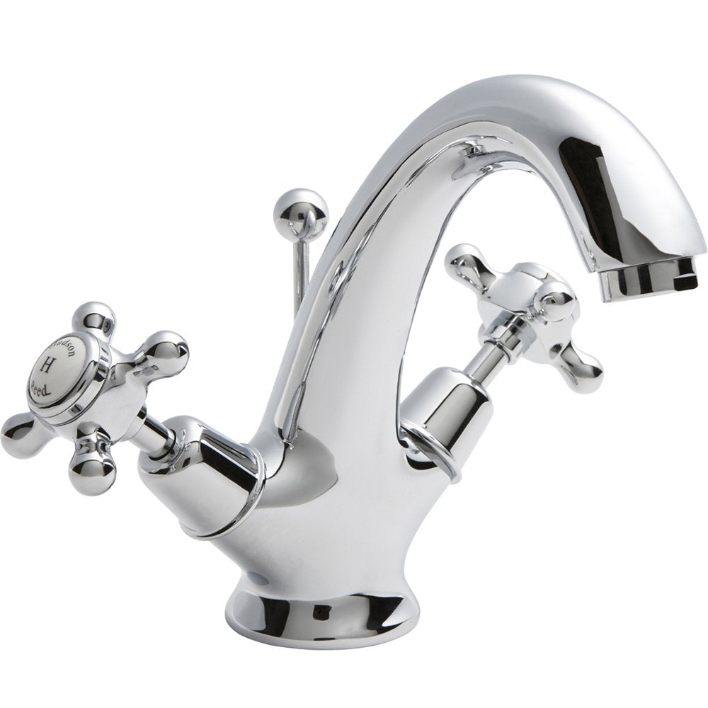 Hudson Reed Topaz White Crosshead Dome Collar Basin Mixer Tap - BC305DX