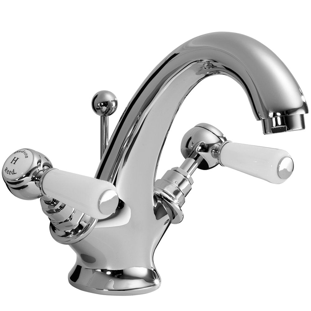 Hudson Reed Topaz White Lever Hexagonal Collar Basin Mixer Tap - BC305HL