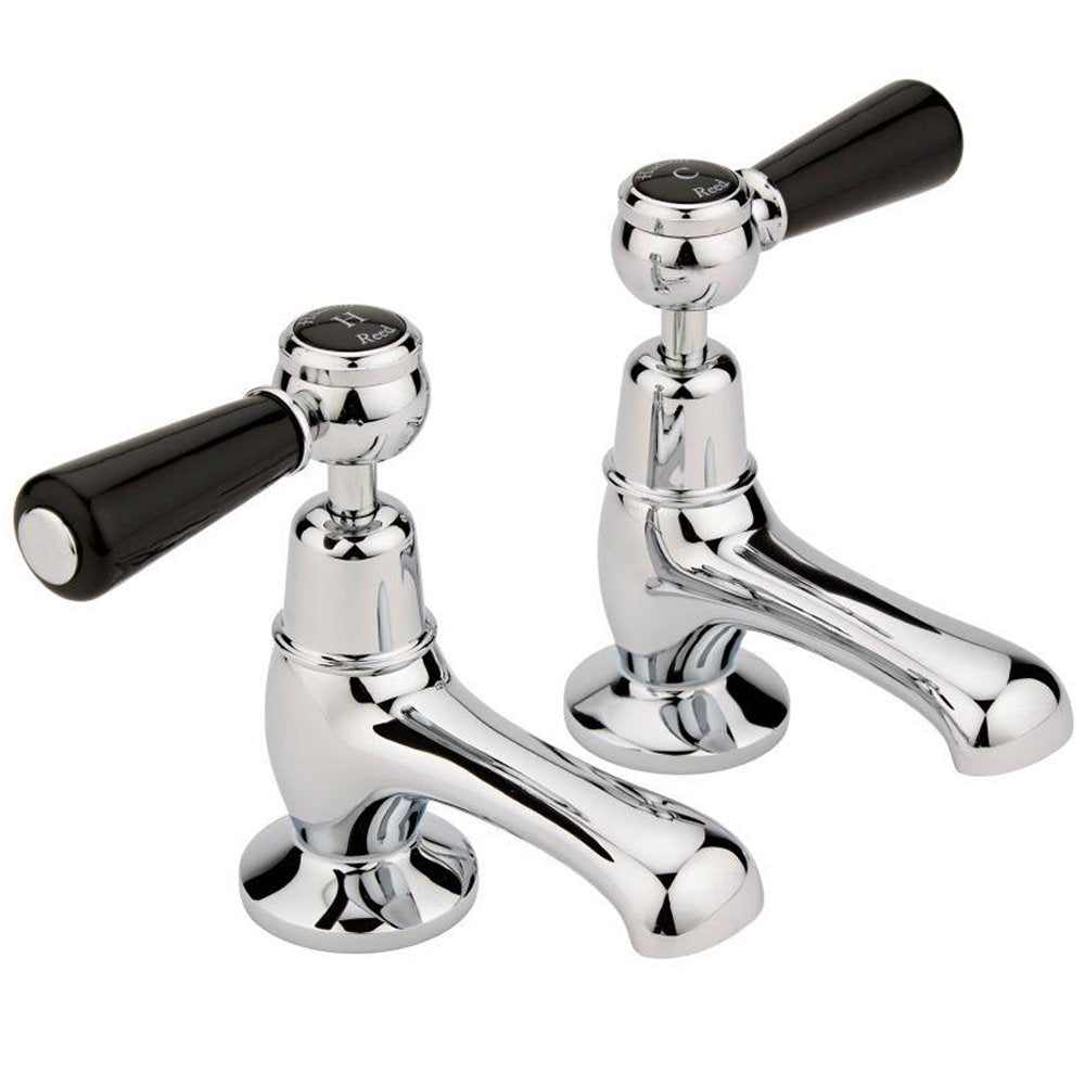 Hudson Reed Topaz Black Lever Dome Collar Basin Taps - BC401DL
