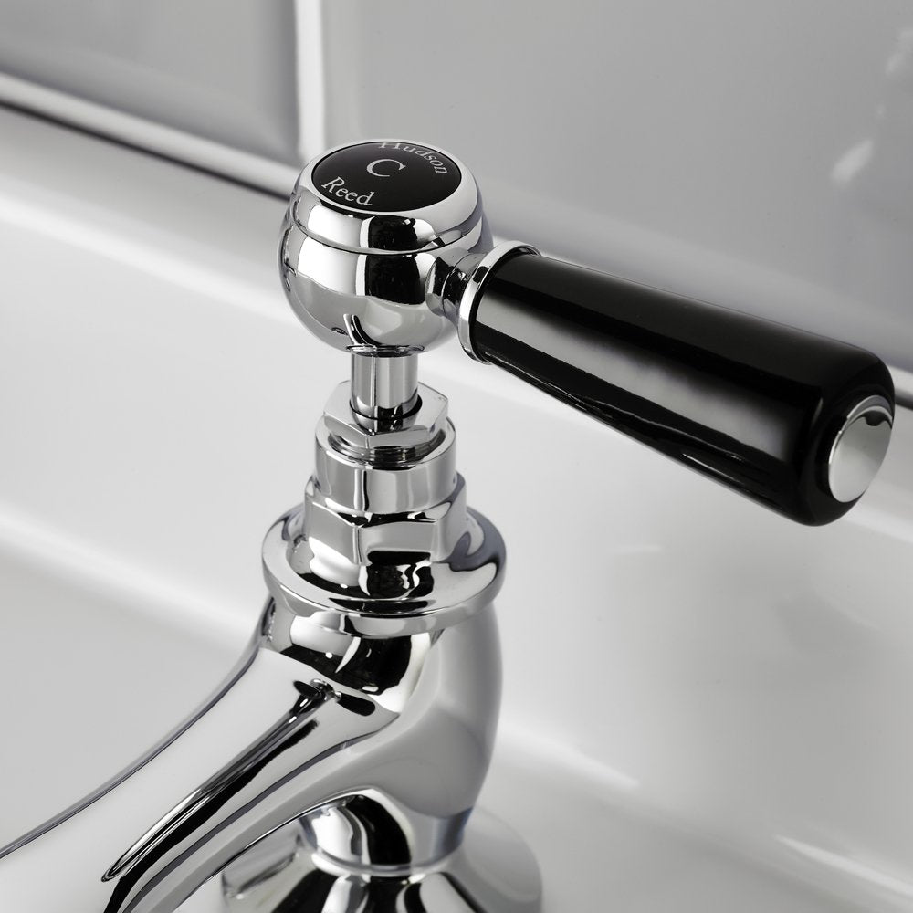 Hudson Reed Topaz Black Lever Hexagonal Collar Basin Taps - BC401HL
