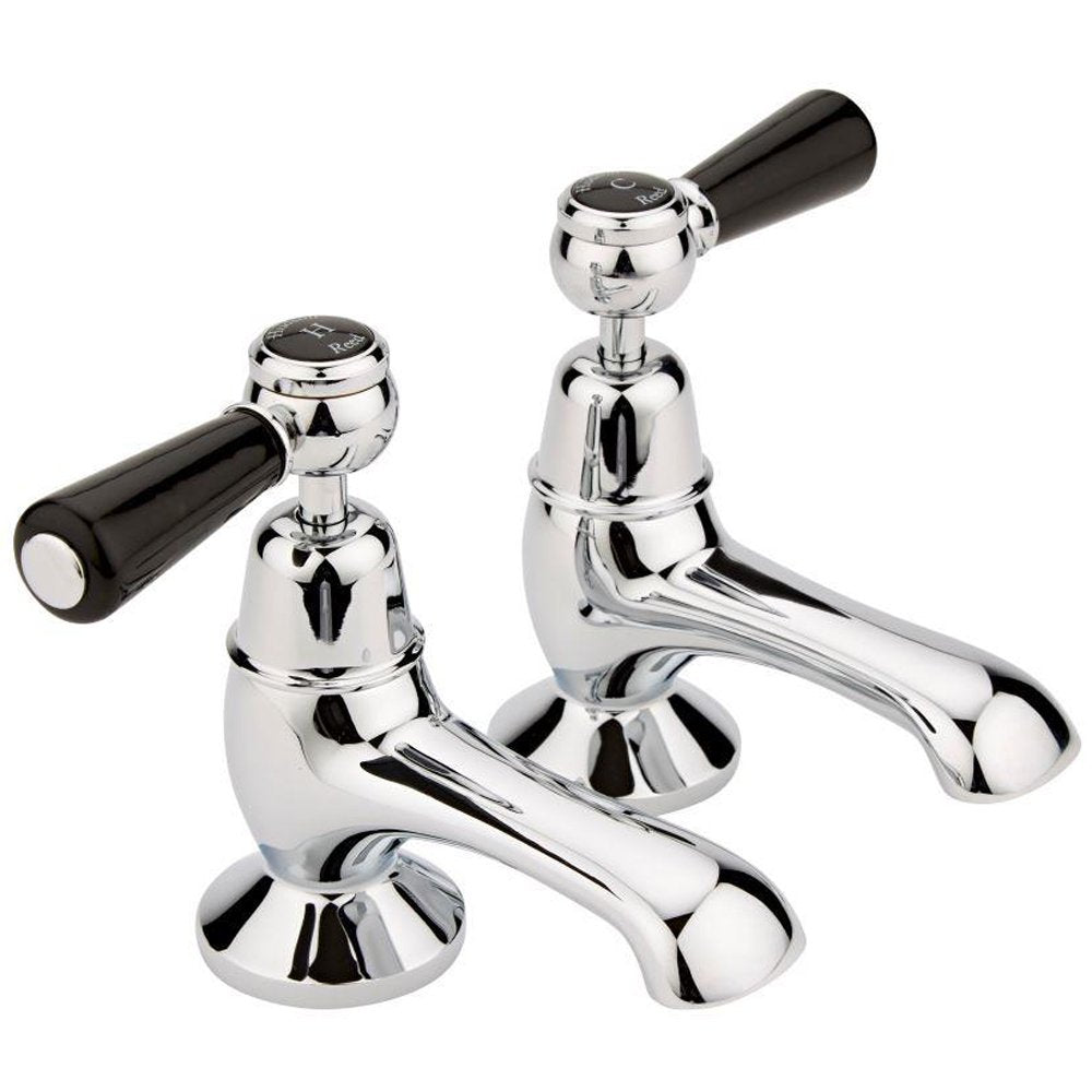 Hudson Reed Topaz Black Lever Dome Collar Bath Taps - BC402DL