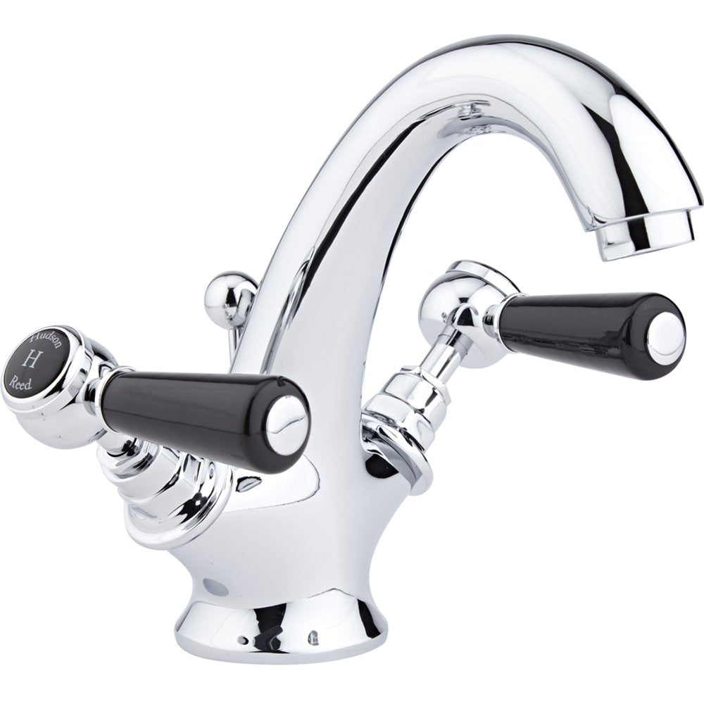 Hudson Reed Topaz Black Lever Hexagonal Collar Basin Mixer Tap & Pop Up Waste - BC405HL
