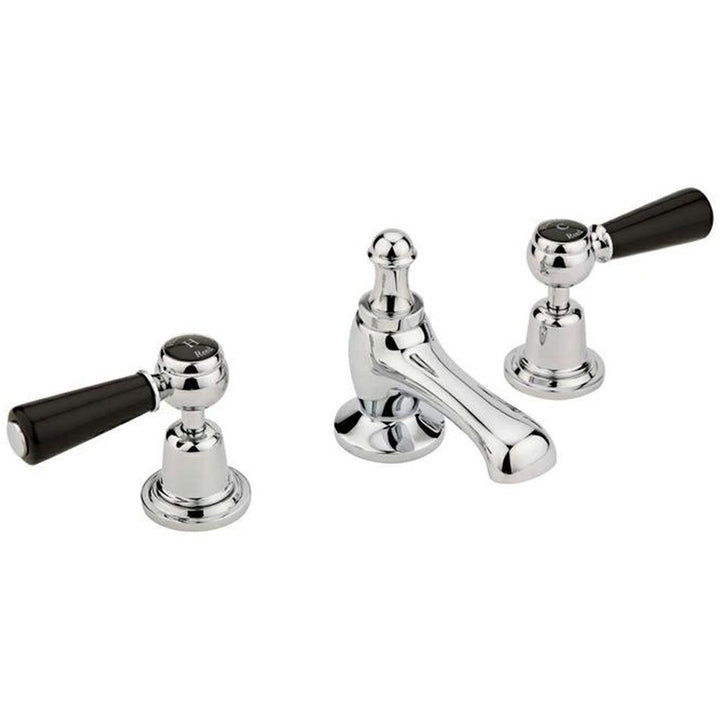 hudson-reed-topaz-black-lever-dome-collar-3-hole-basin-mixer-tap--pop-up-waste---bc407dl-