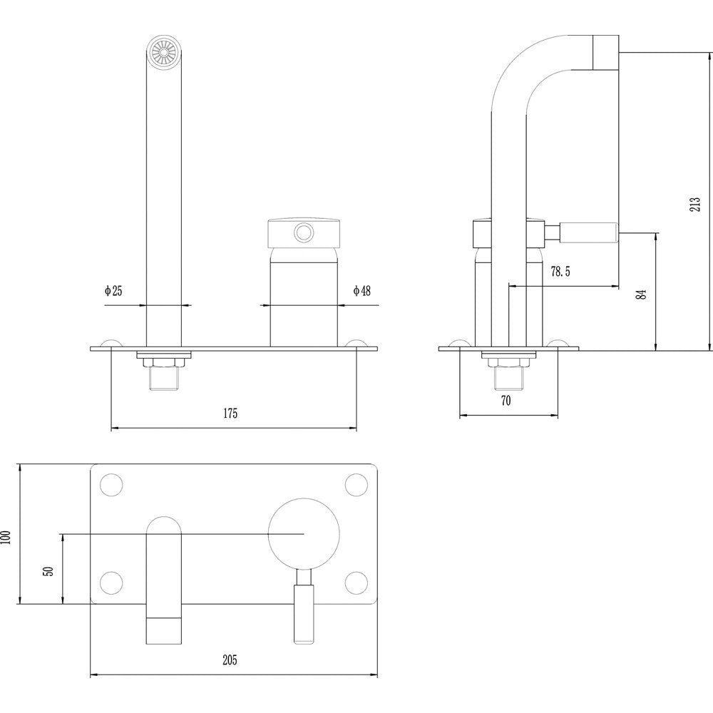 Hudson Reed Tec Single Lever Wall Mount Basin or Bath Mixer Tap - PK328