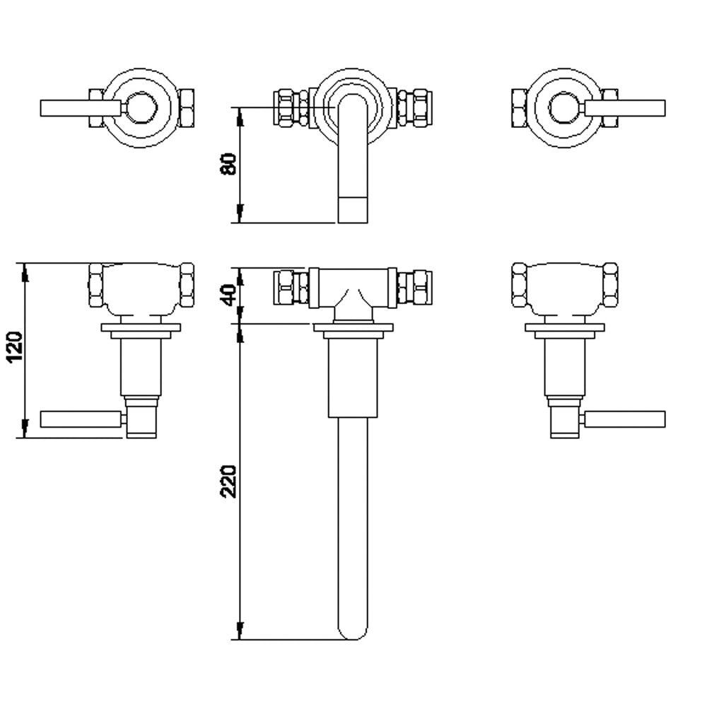 Hudson Reed Tec Lever Wall Mount Basin Mixer Tap - TEL317