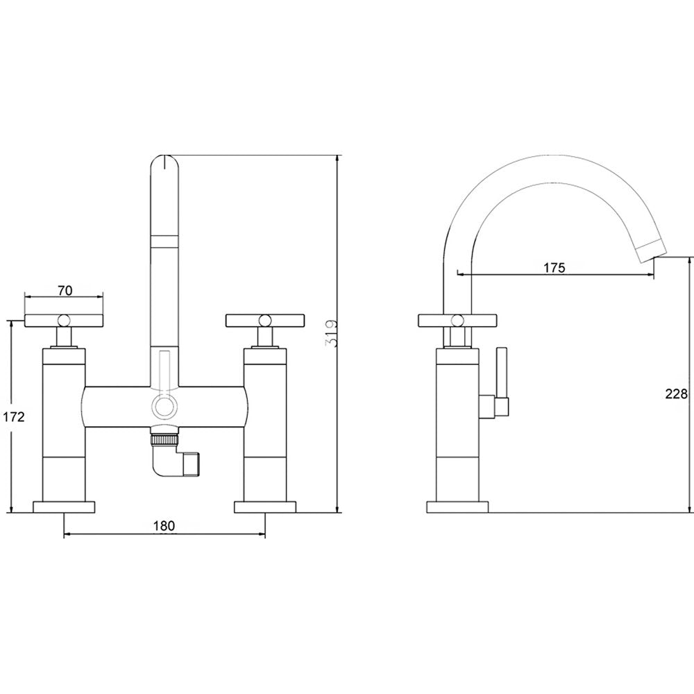 Hudson Reed Tec Crosshead Swivel Spout Bath Shower Mixer Tap & Shower Kit - TEX354