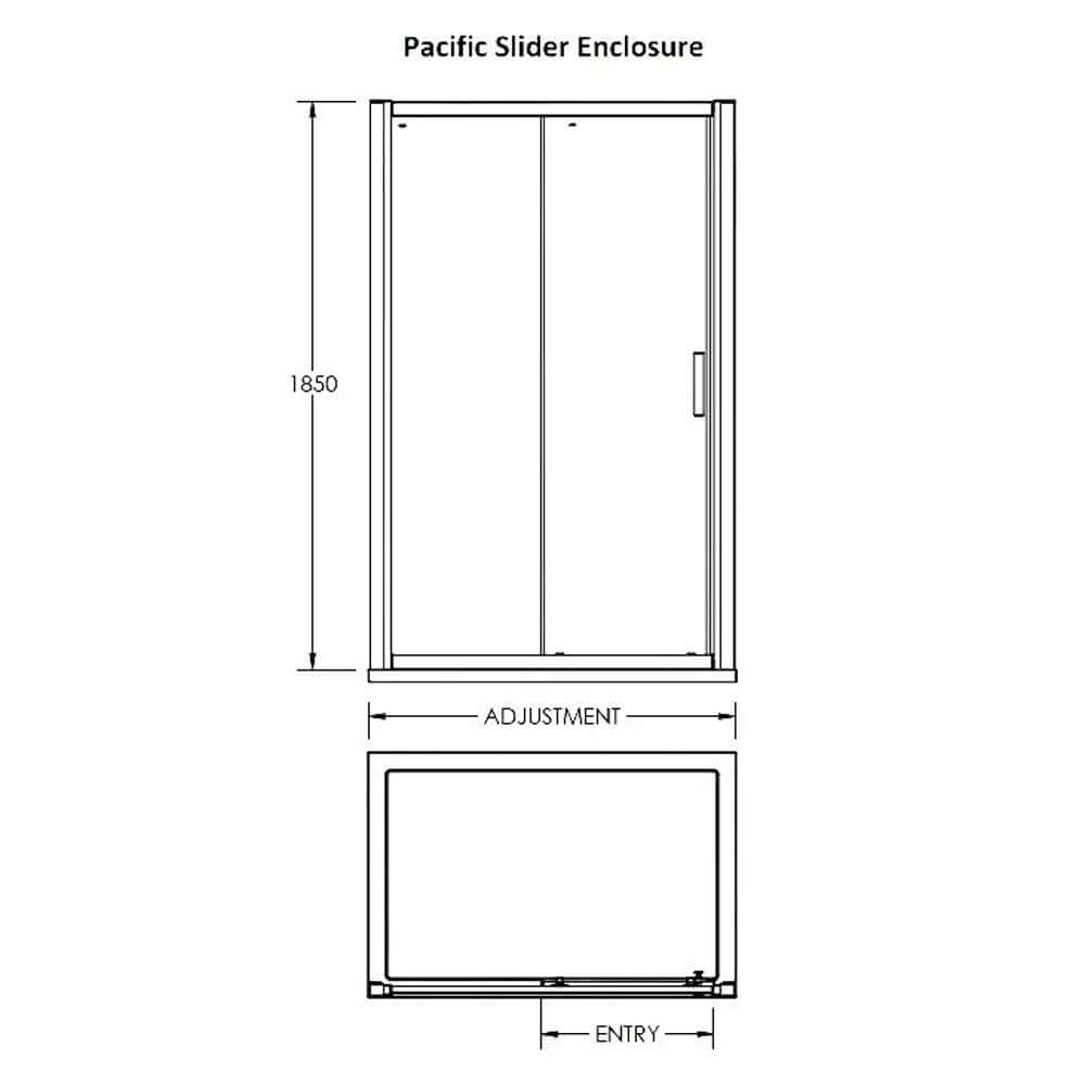 Nuie Pacific Chrome 1400mm Sliding Door Shower Enclosure