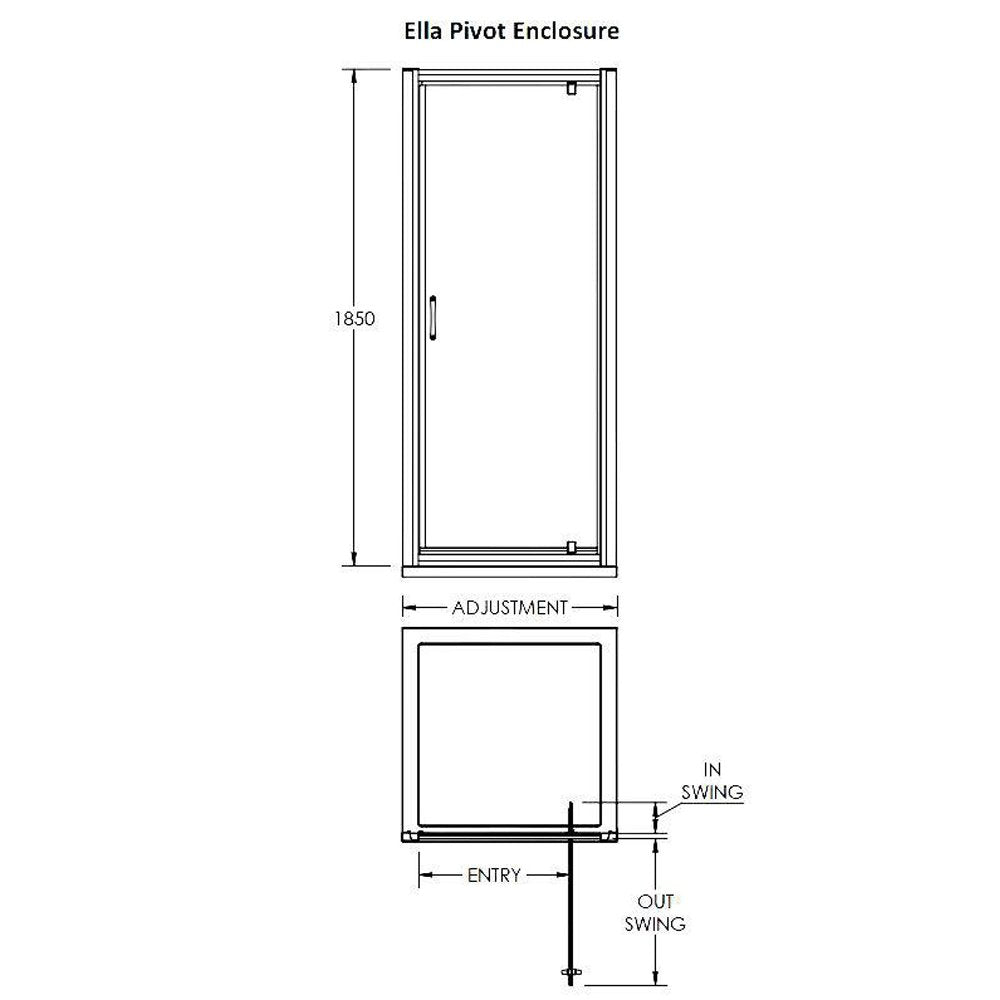 Nuie Ella Pivot Shower Door 700mm - ERPD70