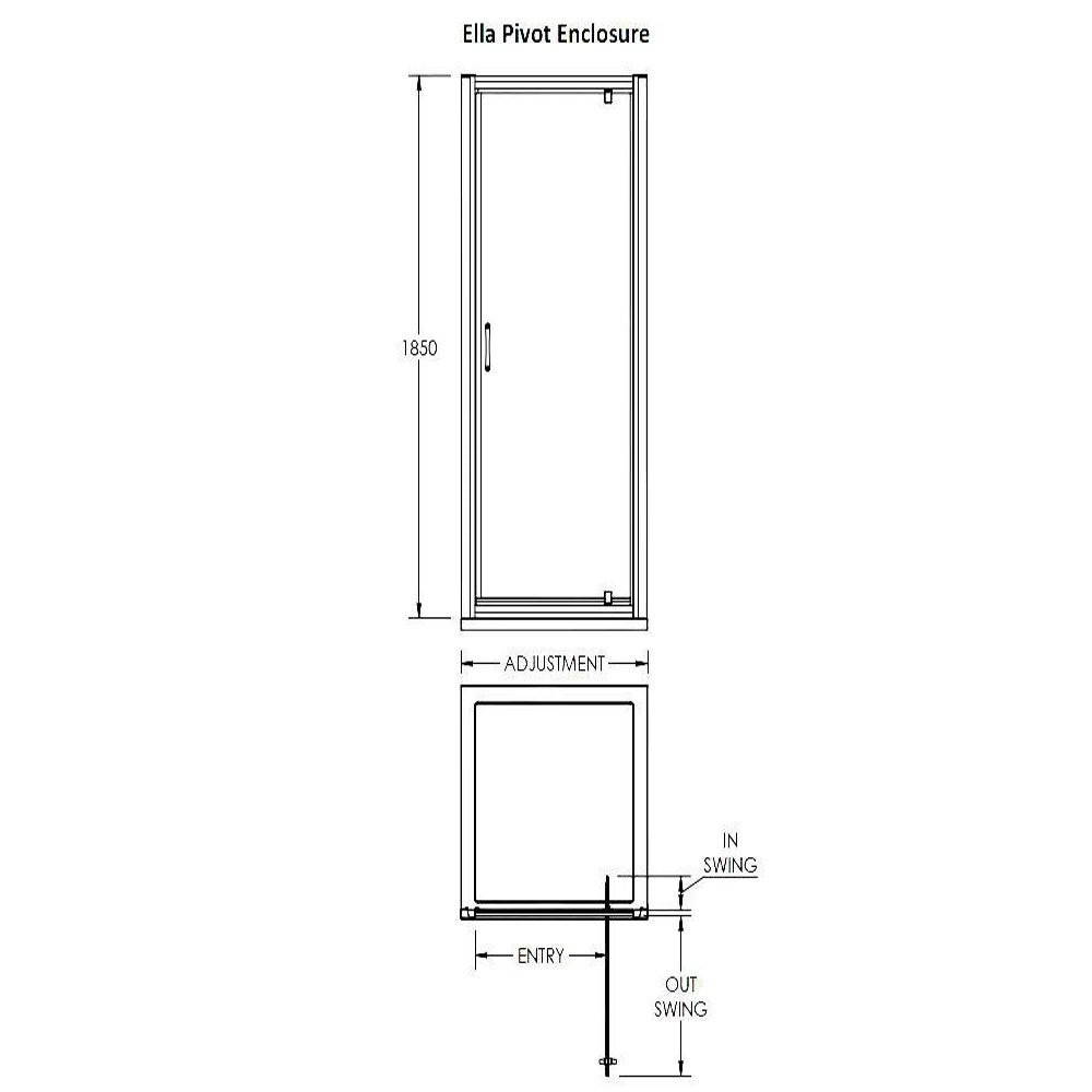 Nuie Ella Pivot Shower Door 760mm - ERPD76