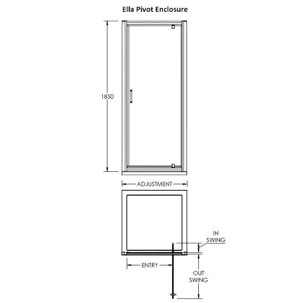 Nuie Ella Pivot Shower Door 900mm - ERPD90