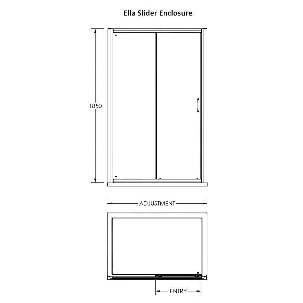 Nuie Ella Sliding Shower Door 1000mm - ERSL10