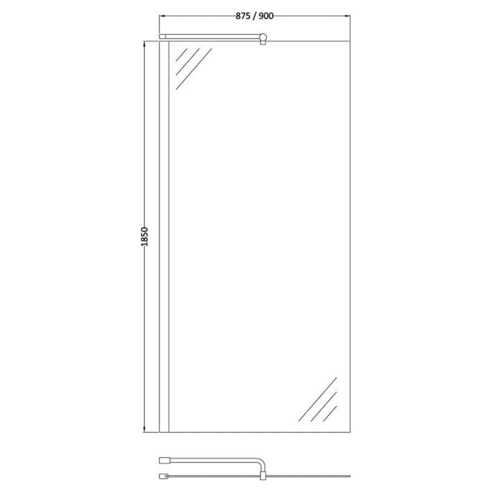 Nuie Wetroom Shower Screen & Chrome Support Bar