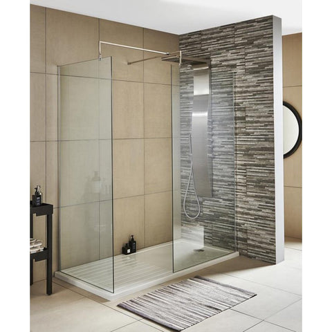 Nuie Wetroom Shower Screen & Chrome Support Bar 1200x1850x8mm - WRSC12