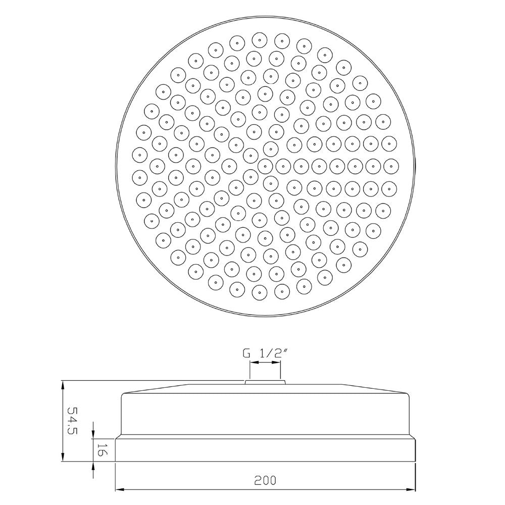 Hudson Reed Tec 8 Inch Fixed Shower Head 200mm - HEAD01
