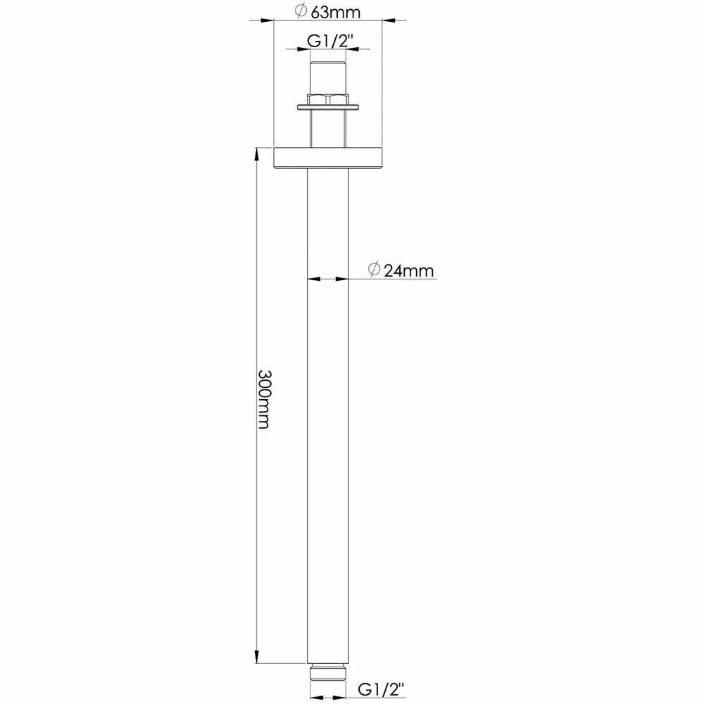 Nuie Round Ceiling Mounted Shower Arm 300mm - ARM16