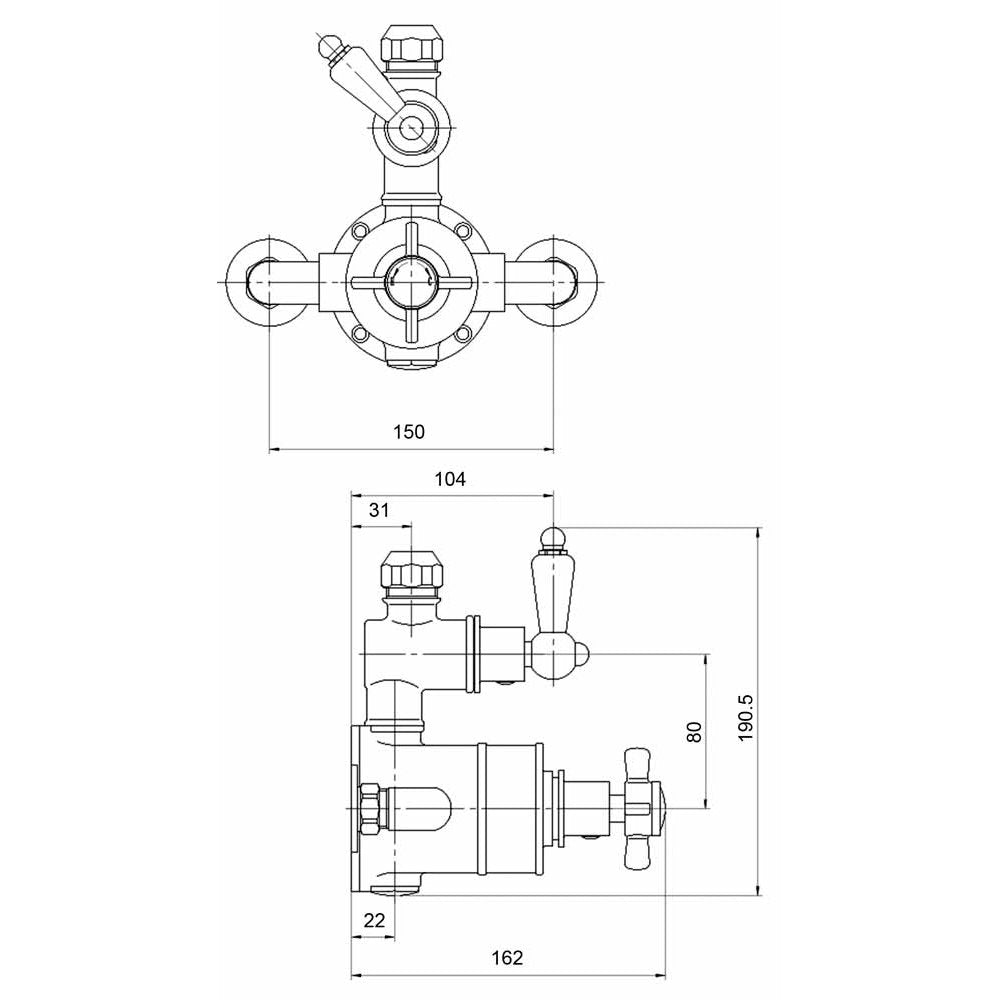 Nuie Edwardian Twin Thermostatic Shower Valve - A3056