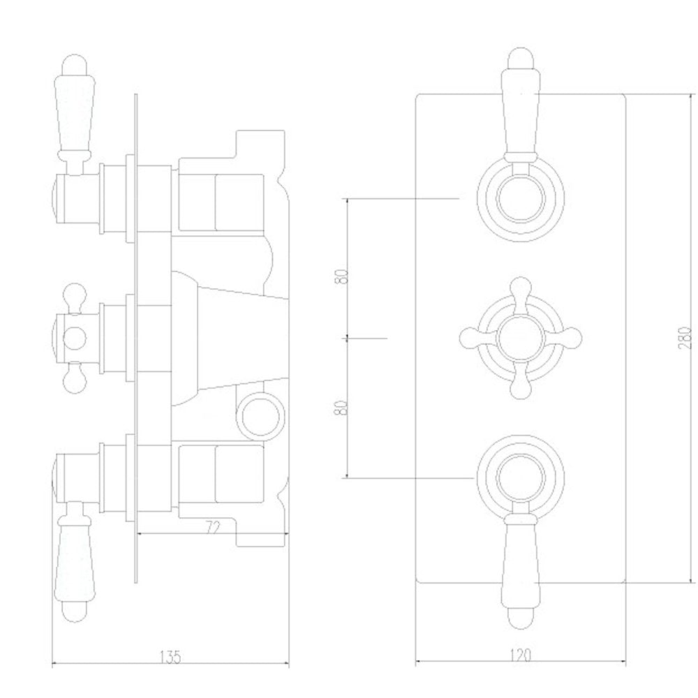 Nuie Victorian Triple Thermostatic Shower Valve - ITY315
