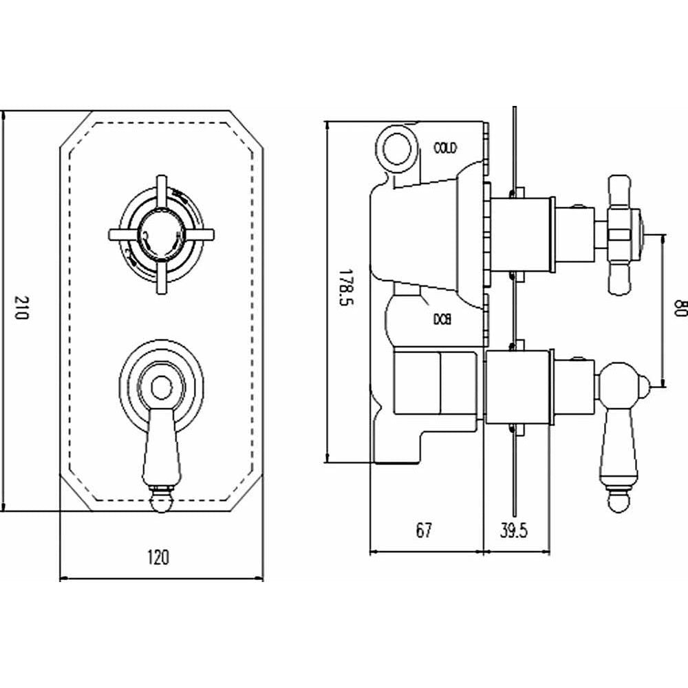 Nuie Edwardian Twin Thermostatic Shower Valve - A3033