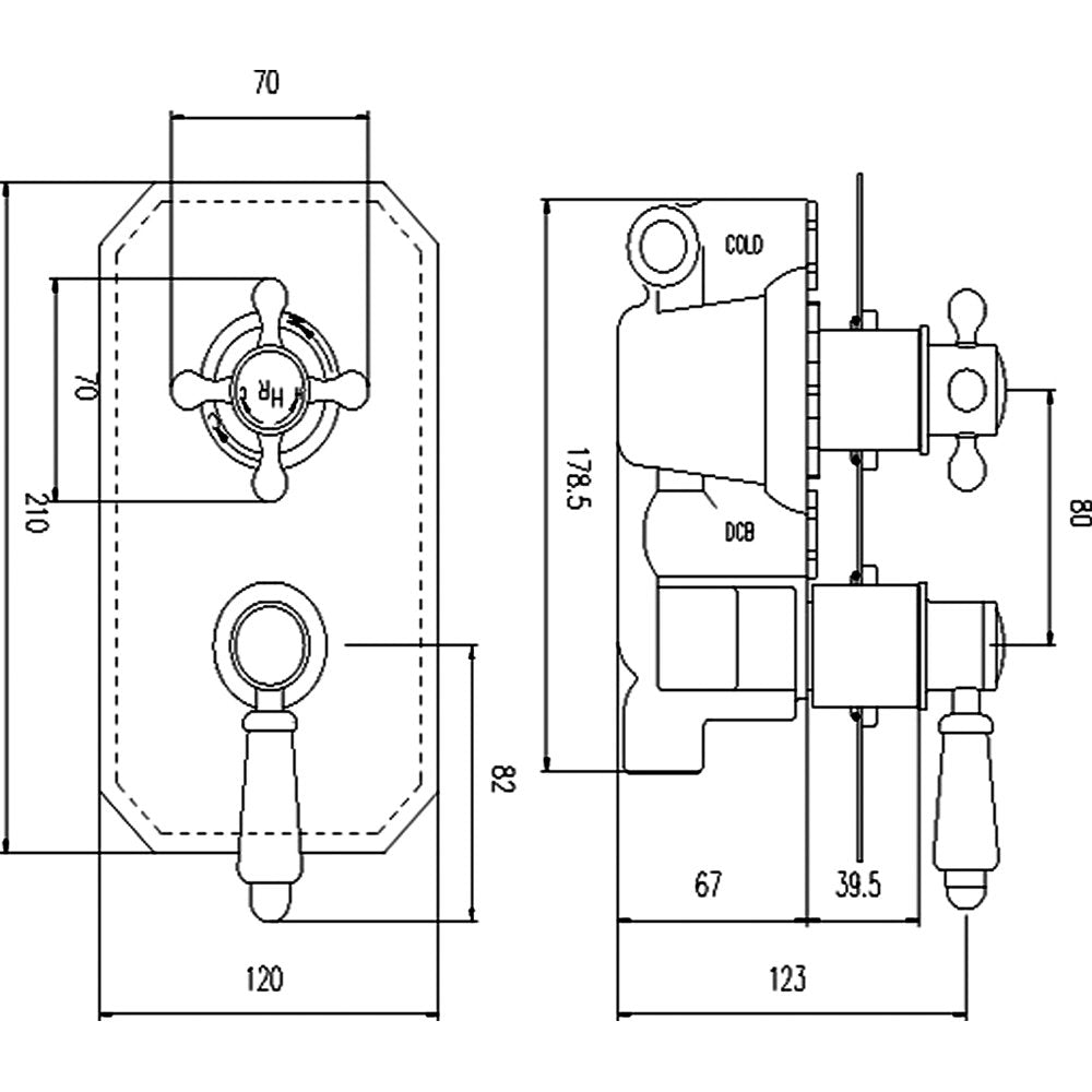 Hudson Reed Black Topaz Concealed Thermostatic Shower Valve & Diverter -BTSVT004