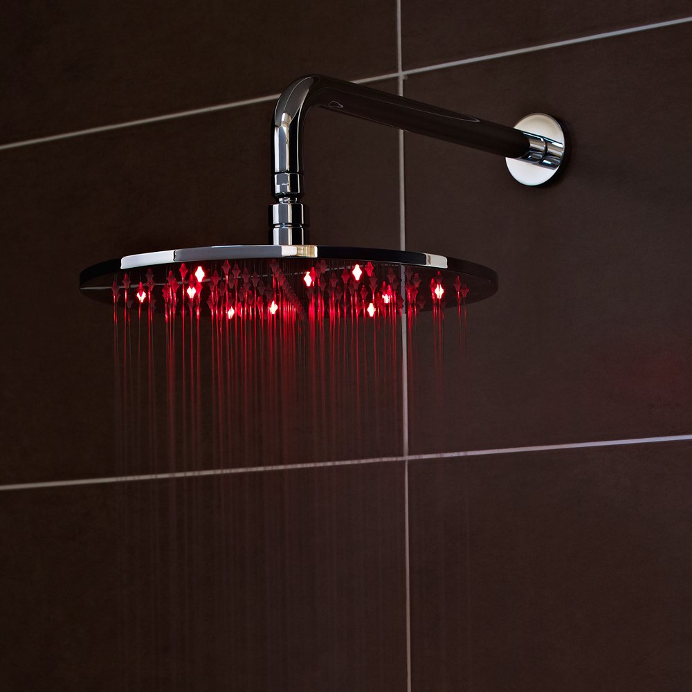 Nuie Chrome Round LED Fixed Shower Head 300mm - STY071