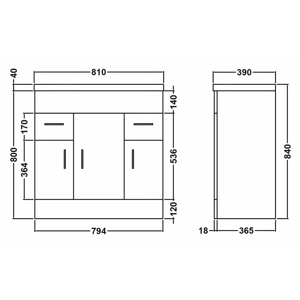 Nuie Eden Gloss White Floor Standing 800mm Cabinet & Basin 1 - VTMW800