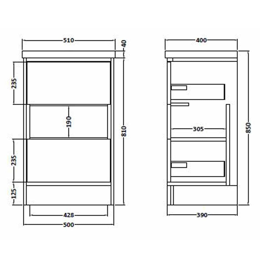 Hudson Reed Coast Grey Gloss 500mm Floor Standing Cabinet & Basin 1 - CST874E