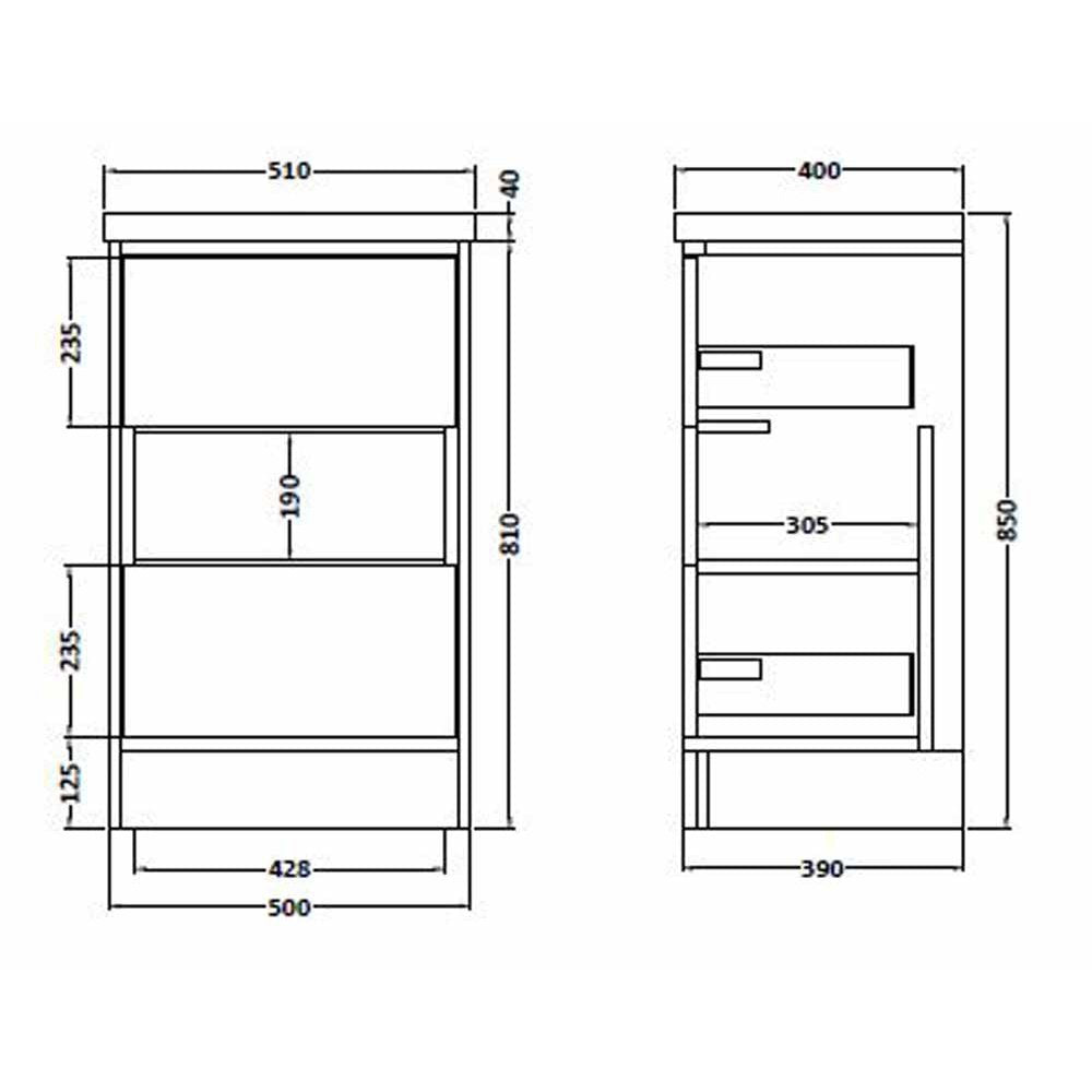 Hudson Reed Coast White Gloss 500mm Floor Standing Cabinet & Basin 1 - CST974E