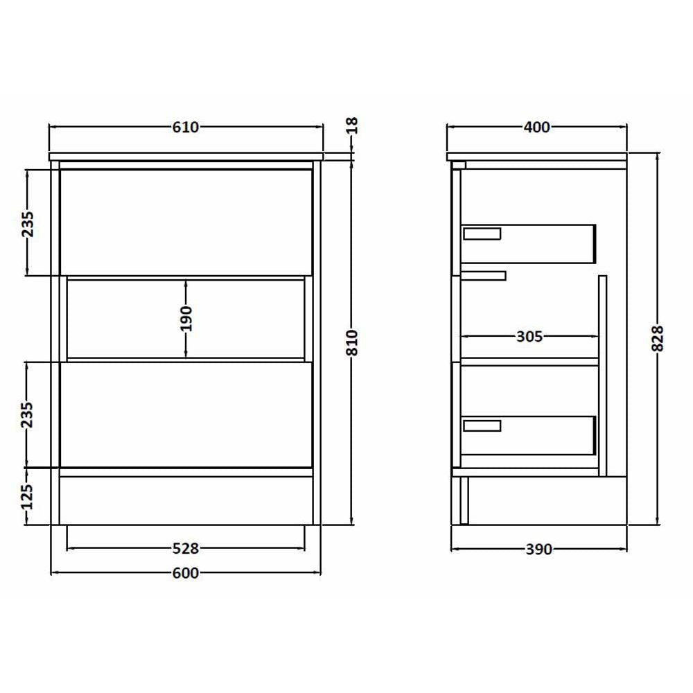 Hudson Reed Coast White Gloss 600mm Floor Standing Cabinet & Basin 2 - CST976