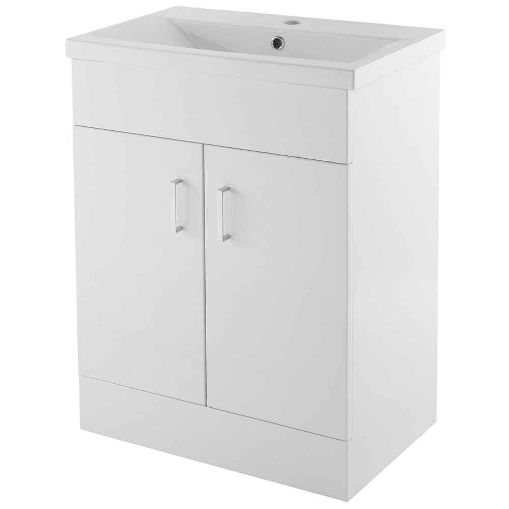 Nuie Eden Gloss White Floor Standing 600mm Cabinet & Basin 1 - VTMW600E