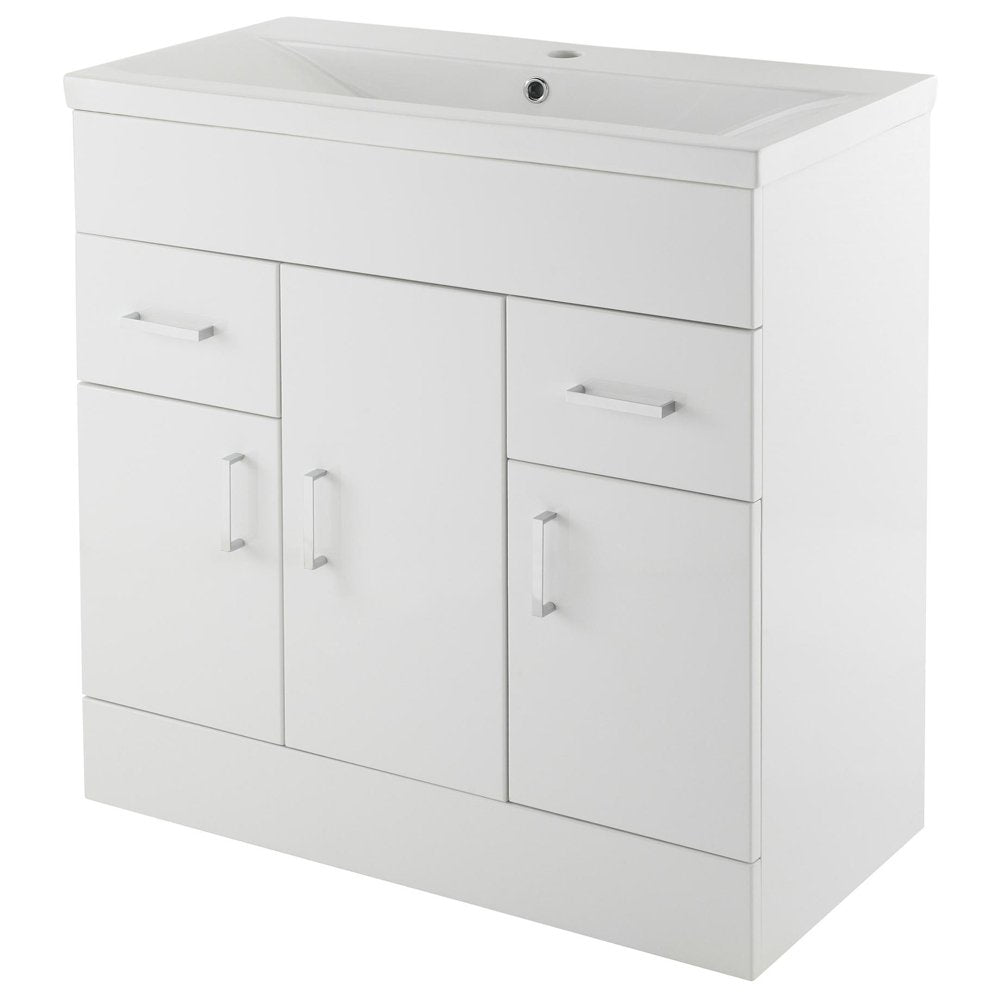Nuie Eden Gloss White Floor Standing 800mm Cabinet & Basin 2 - VTMW800E