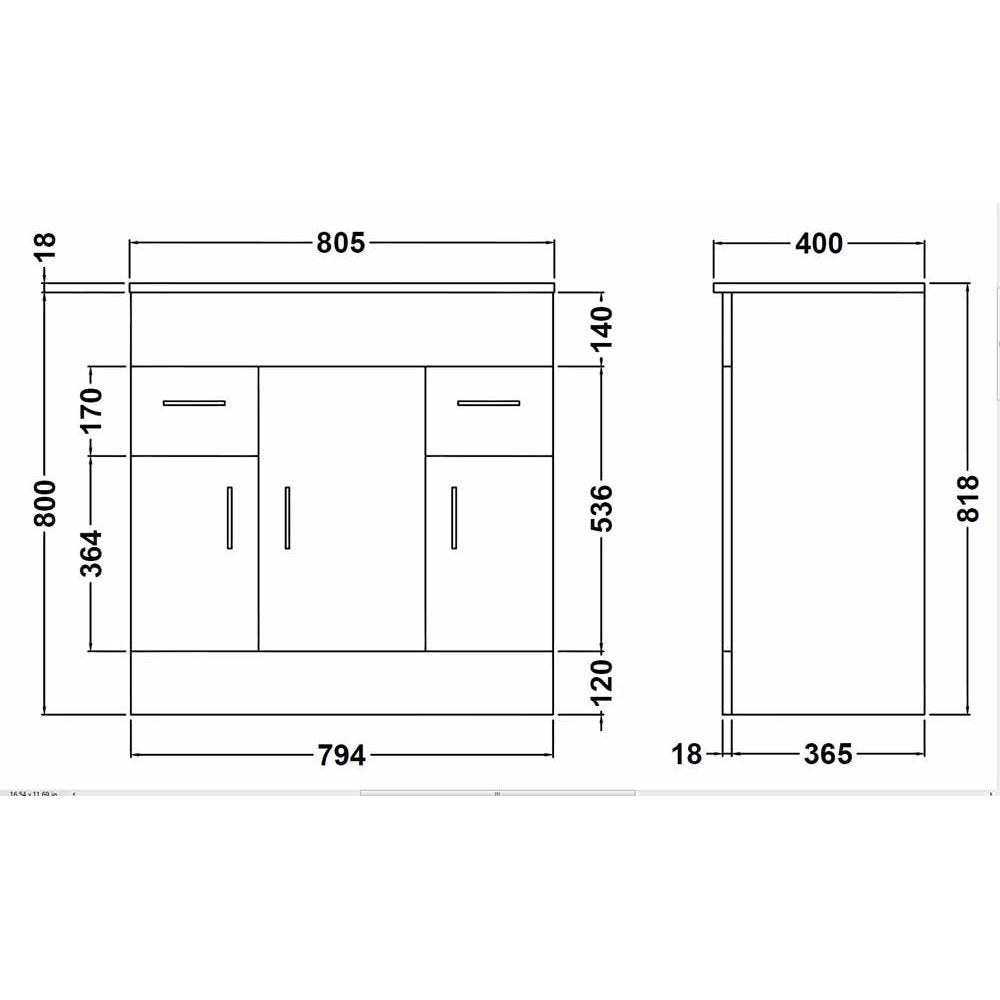 Nuie Eden Gloss White Floor Standing 800mm Cabinet & Basin 2 - VTMW800E